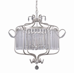 Dekoracyjna srebrna lampa wisząca z kryształami Italux PND-33057-6-CH.S Rinaldo 6xE14 66cm