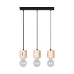 Lampa wisząca na metalowej czarnej listwie z oprawkami z drewna sosnowego Spot-Light 7161350 Pino 3xE27 100cm x 52cm