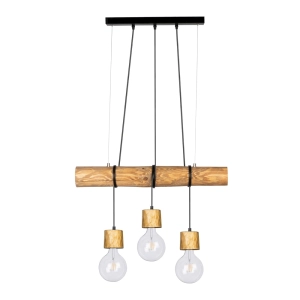 Lampa wisząca na belce z drewna sosnowego bejcowanego i czarnymi przewodami Spot-Light 68315351 Trabo Pino 3xE27 140cm x 70cm