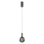 Lampa wisząca srebrna na lince mała szklana kula ciemne szkło Italux MD17012002-1A Aria LED 6W