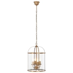 Transparentna lampa klasyczna wisząca na łańcuchu mosiężne elementy Steinhauer 5972BR Pimpernel 4xE14 25cm