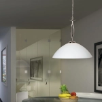 Srebrna klasyczna lampa wisząca biały klosz Steinhauer 6839ST Kloszri E27 45cm