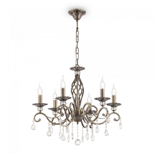 Lampa wisząca Żyrandol Świecznikowy na łańcuchu z kryształami Maytoni RC247-PL-06-R Grace 6xE14 63cm x 76cm mosiądz