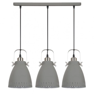 Lampa wisząca skandynawska szara metalowa trzy abażury na listwie Italux MD-HN8026S-3-GR+S.NICK Franklin 3xE27