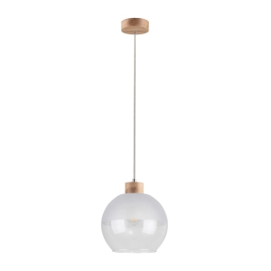 Lampa wisząca pojedyncza z drewna dębowego i okrągły szroniony-transparentny klosz Spot-Light 1860174 Linea E27 120cm x 20cm