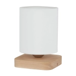 Lampa nocna kwadratowa podstawa drewniana biały abażur z tkaniny Spot-Light 7522174 Jenta E27 20cm