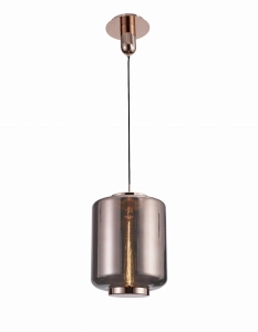 Miedziana lampa wisząca z przydymionym szklanym kloszem Mantra 6193 Jarras E27 30cm x 205cm