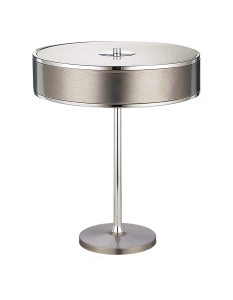 Srebrno chromowana okrągła płaska lampa stołowa nocna Jupiter 1209 Jazz 2xE14 47cm