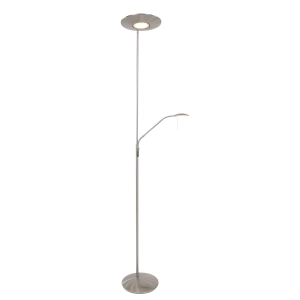 Srebrna prosta lampa podłogowa dwa źródła światła Steinhauer 7972ST Zodiac LED 30W + 7W 2700K 185cm