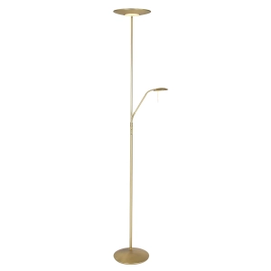 Złota prosta lampa podłogowa dwa źródła światła Steinhauer 7972ME Zodiac LED 30W + 7W 2700K 185cm