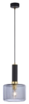 Czarna lampa wisząca z mosiężnym dodatkiem i dymnym kloszem Jupiter 1849 Vanes Ms E27 20cm
