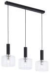 Czarna lampa wisząca z chromowanymi dodatkami i transparentnymi kloszami na listwie Jupiter 1857 Vanes Ch 3xE27