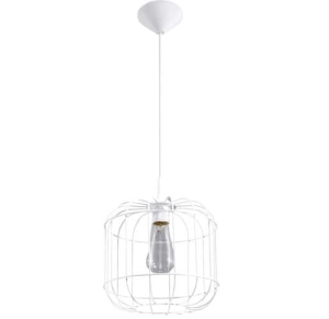 Biała lampa wisząca z drucianym kloszem Sollux Lighting SL.0295 Celta E27 25cm