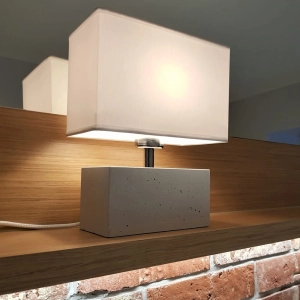 Lampa nocna betonowa bryła szara z białym abażurem z tkaniny Spot-Light 7381936 Strong Double E27 27cm