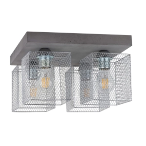 Lampa sufitowa z betonu w kształcie kwadratu z metalowymi siatkowanymi kloszami Spot-Light 8172436 Gittan 4xE27 21cm x 34cm