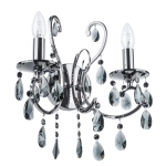 Lampa ścienna kinkiet chrom czarny glamour świecznik dekoracyjny na dwie żarówki z kryształkami Italux MB72709-2BCH Barocco Black 2xE14