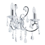 Lampa ścienna kinkiet chromowany z kryształkami dwa świeczniki w stylu glamour Italux MB72709-2A Barocco Chrome 2xE14