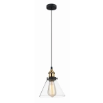 Lampa wisząca industrialna loftowa czarna ze złotym szklany abażur stożkowy Italux MDM-2564/1 Getan 1xE27