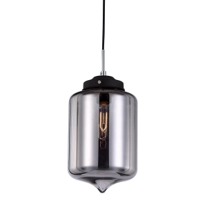 Lampa wisząca szklany klosz cylindryczny stylizowany z czarnymi elementami Italux MDM2095/1 A Tube 1xE27