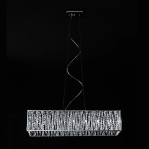 Prostokątna lampa wisząca nad stół z kryształowymi ściankami w metalowej ramie Italux P0282-07L-F4QL Vanessa 7xG9