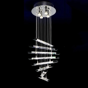 Nowoczesna lampa wisząca z szklanymi belkami na linkach Italux MD8103-20A2 Spyro 4xGU10 i 16xG4 45cm x 120cm