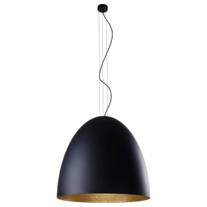 Czarna kopułowa lampa wisząca z złotym wnętrzem klosza Nowodvorski 9026 Egg XL 7xE27 75cm x 350cm