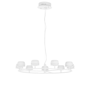 Biała lampa wisząca szeroka obręcz z metalowymi kloszami Italux AD16004-9A WH Miranda LED 56W 3000K 83cm