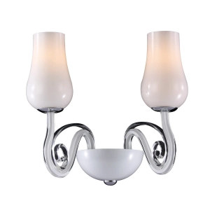 Lampa ścienna kinkiet chromowany dekoracyjny dwa zawijane elementy wychodzące z misy Italux MB10904-2A Lybra 2xE14