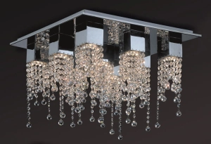 Foremna lampa sufitowa z wiszącymi kryształkami Italux MX93708-9B Larix 9xGU10 36cm x 56cm
