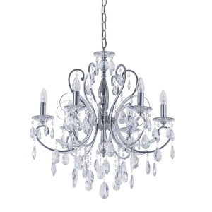 Chromowany żyrandol z kryształami na łańcuchu Italux MD72709-6A Barocco 6xE14 64cm x 150cm