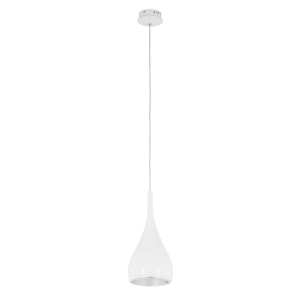 Lampa wisząca biała nowoczesna w kształcie kropli z metalowym elementem Italux MA01986CA-001 Anon White 1xE27