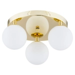 Lampa sufitowa plafon złota podstawa i białe szklane kule Argon 1413 Flavio 3xE14