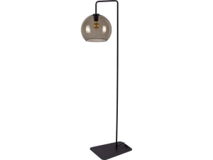 Czarna lampa podłogowa z okrągłym szklanym dymnym kloszem Nowodvorski 8794 Monaco I E27 160cm x 30cm