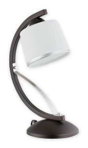 Lampa stołowa w kolorze wenge z szklanym kloszem i srebrnymi dodatkami Lemir O2288 L1 RW Astred E27