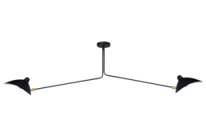 Czarna lampa sufitowa dwa klosze na rozległych ramionach Step Into Design P8702 Crane 2xE14