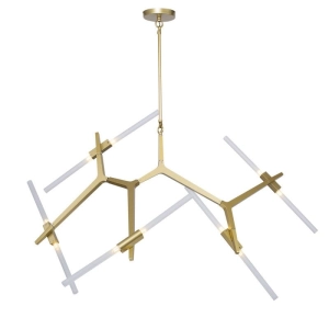 Designerska lampa wisząca złoty stelaż i białe smukłe tubularne klosze Step Into Design ST-1001-10 gold Sticks 10 10xG9