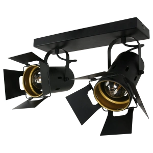 Czarna nowoczesna lampa sufitowa plafon regulowane reflektory na listwie Mexlite 7997ZW Carré 2xE27 20cm
