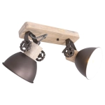Drewniana industrialna lampa sufitowa antracytowe reflektory Mexlite 7969A Gearwood 2xE27 27cm