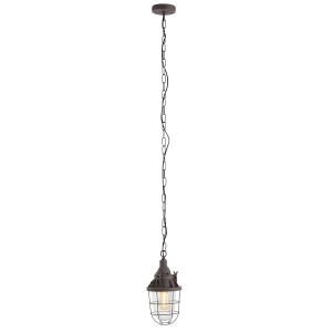 Brązowa industrialna lampa wisząca obudowany klosz Mexlite 7890B Ebbe E27 17cm