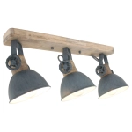 Drewniana industrialna lampa sufitowa szare reflektory Mexlite 2133GR Gearwood 3xE27 59cm