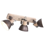 Drewniana industrialna lampa sufitowa antracytowe reflektory Mexlite 2133A Gearwood 3xE27 59cm