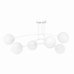 Biała lampa sufitowa z rozległym ramionami zakończonymi szklanymi kulami Emibig 671/6 Pregos 6 White 6xE14 70cm
