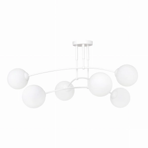 Biała lampa sufitowa z rozległym ramionami zakończonymi szklanymi kulami Emibig 671/6 Pregos 6 White 6xE14 70cm