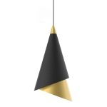 Lampa wisząca czarna stożek ze złotym elementem metalowy Italux PND-433128-1A Raalto LED 13.55W 3000K