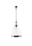 Chromowana lampa wisząca na łańcuchu z grubym szklanym transparentnym kloszem Jupiter 1568 Isla E27 29cm