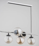 Lampa wisząca na listwie chromowana z czarnymi elementami klosze szklane kule Ginger Alfa 62084 5xE14 75cm x 40cm x 75cm