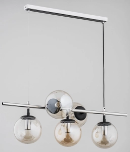 Lampa wisząca na listwie chromowana z czarnymi elementami klosze szklane kule Ginger Alfa 62084 5xE14 75cm x 40cm x 75cm