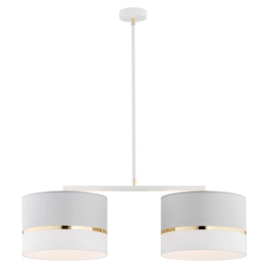 Lampa wisząca dwa białe abażury Argon 901 Kaser 2xE27