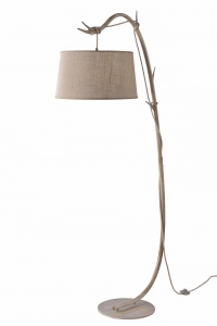 Naturalna lampa podłogowa drewniana noga z sznurem i materiałowym abażurem Mantra 6182 Sabina E27 182cm