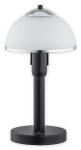Czarna lampa stołowa z białym kloszem i chromowanymi dodatkami Lemir O2928 L1 CZA + CH Lava E27